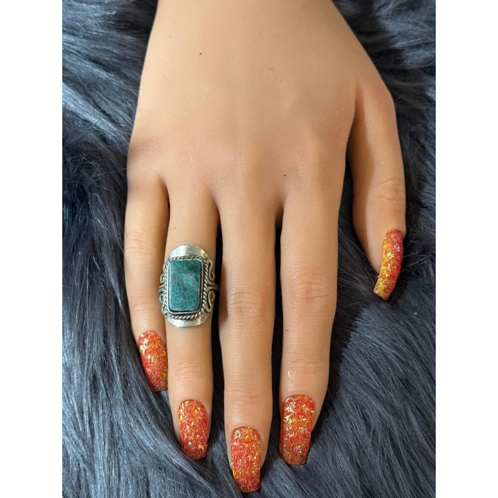 Green Stone Adjustable Ring - image 8